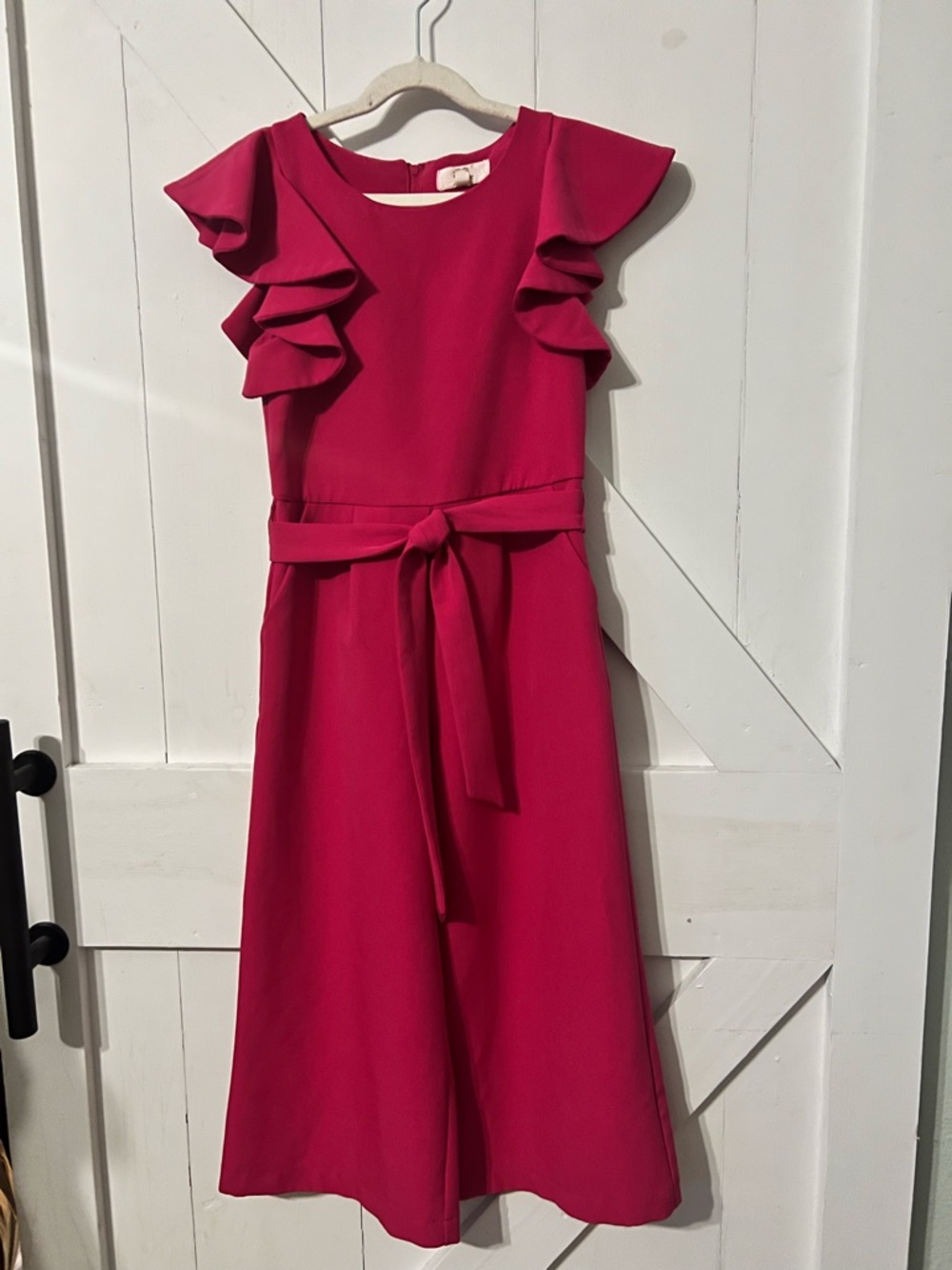 GB girls Fuchsia Ruffle Sleeve cropped jumpsuit